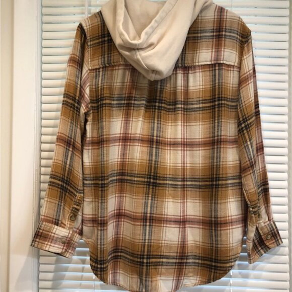 American Eagle Plaid Button Down Hoodie Size M - Picture 5 of 16